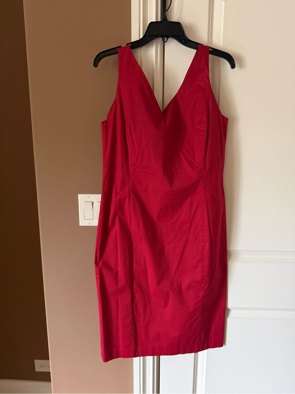 Jones New York Red V-Neck Sleeveless Midi Dress